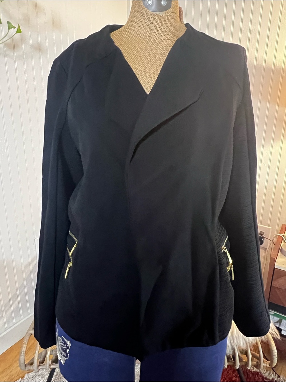 Chico's Black Zip-Pocket Blazer Jacket